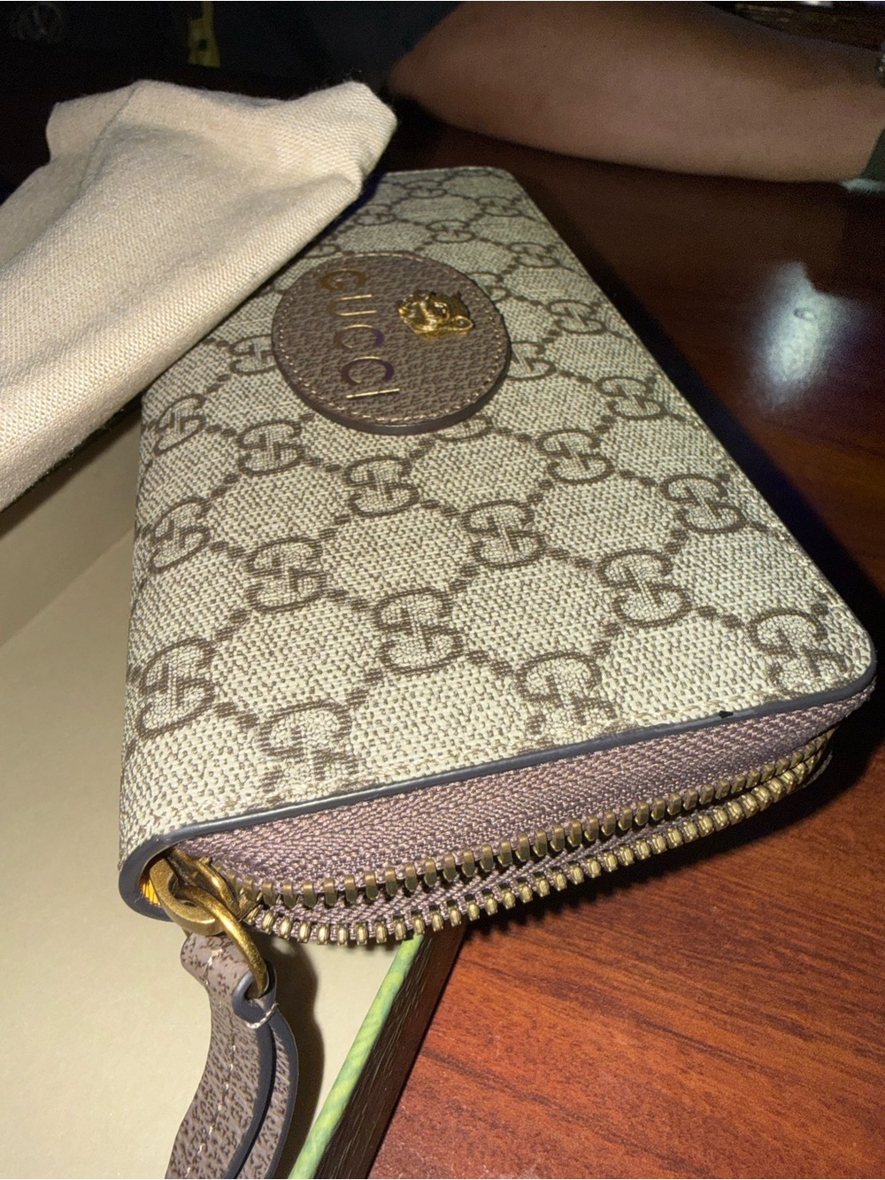 Quality Monogram Zip Wallet with Leather Logo Patch - Picture 4 of 4